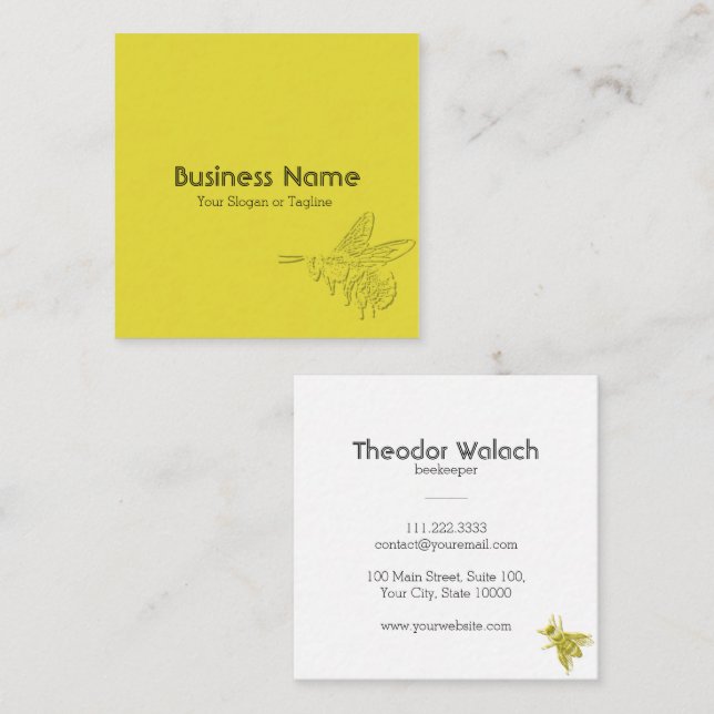 Classic Dourado Bee Professional Square Cartão de  (Frente/Verso)