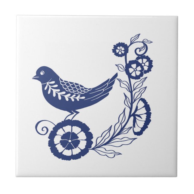 Classic Dutch Blue Delft Tile Bird Design (Frente)