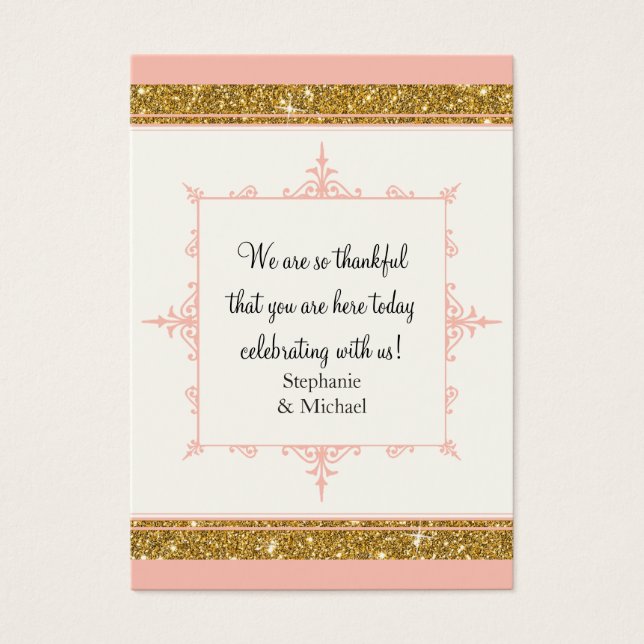 Classic Elegant Blush Pink Gold Glitter Striped  (Frente)
