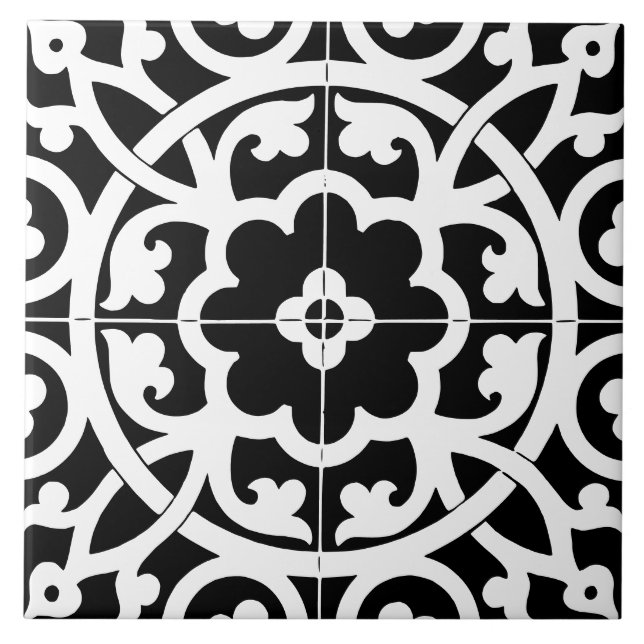 Classic Flower Line Art Floral Black & White (Frente)