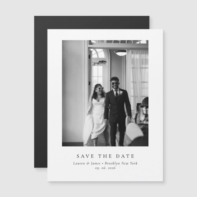 Classic Formal Magnetic Wedding Save The Date (Frente/Verso)
