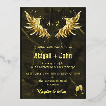 Classic Gold Wing folha seca minimalista casamento