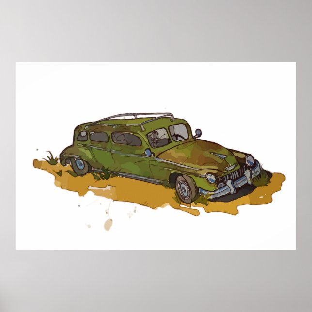 Classic Green Antique Sedan Poster (Frente)