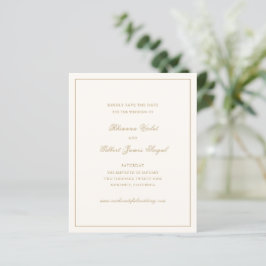 Classic Ivory and Gold Budget Wedding Save Date