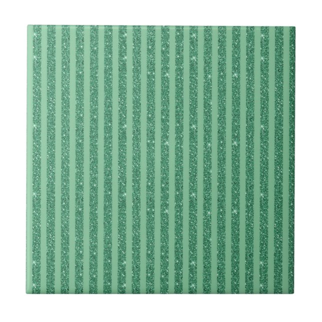 Classic Jade Green Glitter Style Vertical Stripes (Frente)