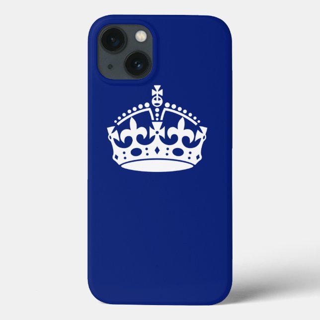 Classic Keep Calm Crown Symbol on Navy Blue (Verso)