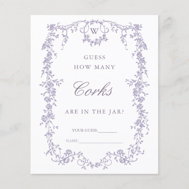 Classic Lavender 'Guess How Many' Bridal Game (Frente)