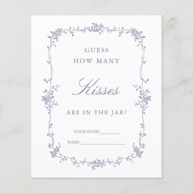 Classic Lavender 'Guess How Many' Bridal Game (Frente)