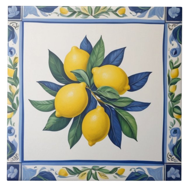 Classic Lemons Blue Green Yellow White Traditional (Frente)