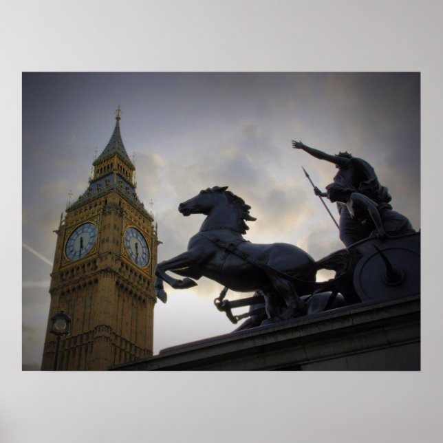 Classic London - Boadicea Statue - Big Ben Poster (Frente)