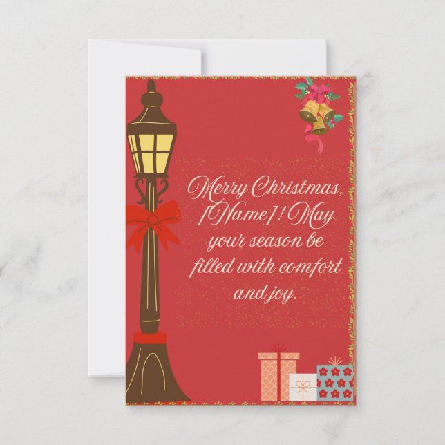 Classic Maroon Christmas Card – Cream Script Holid (Frente)
