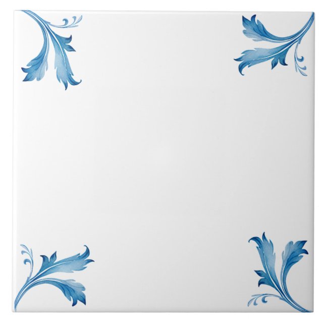 Classic Minimalist Blue Tile Leaf Ornaments  (Frente)