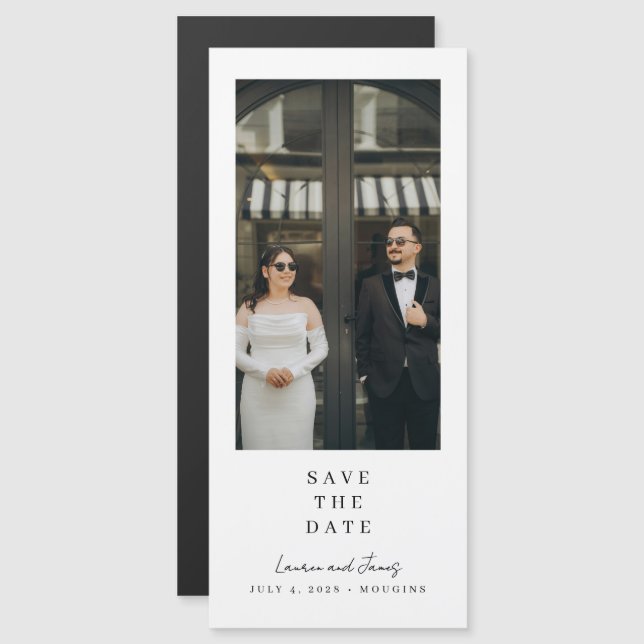 Classic Modern Magnetic Wedding Save The Date (Frente/Verso)