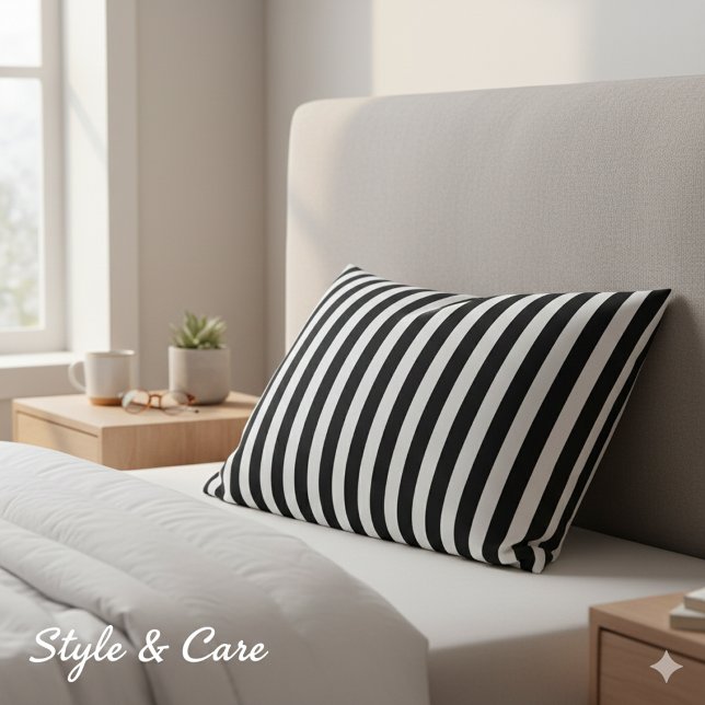 Classic Modern Striped Black and White (Classic Modern Striped Black and White Pillow Case)