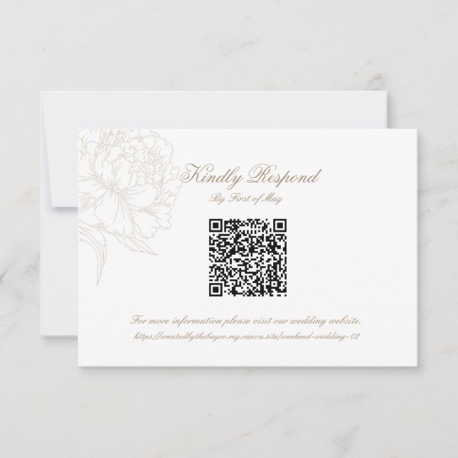 Classic Outline Floral QR code RSVP Respond Card (Frente)