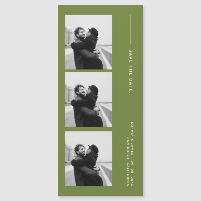 Classic Photo Strip Wedding Magnetic Save The Date (Frente)