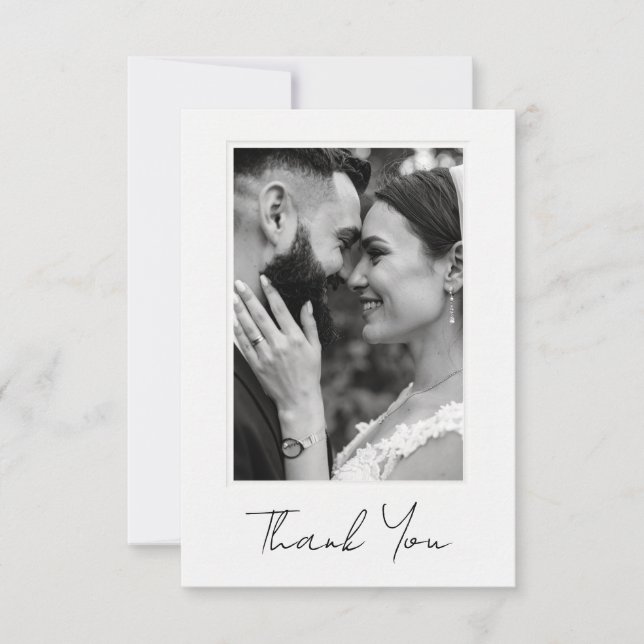Classic Photo Wedding Flat Thank You Card (Frente)