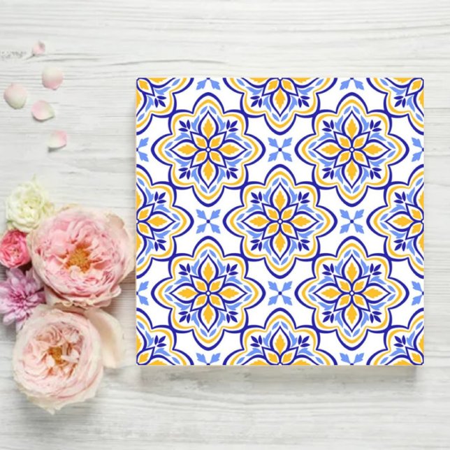 Classic Portuguese Blue and Gold Mediterranean Flo (Criador carregado)