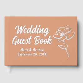 Classic Terracotta Floral Sketch Foil Guestbook