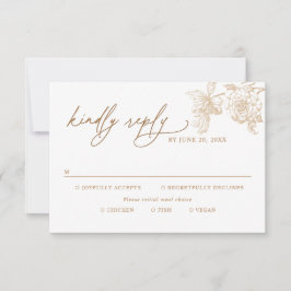 Classic Victorian Floral Meal Options Wedding RSVP