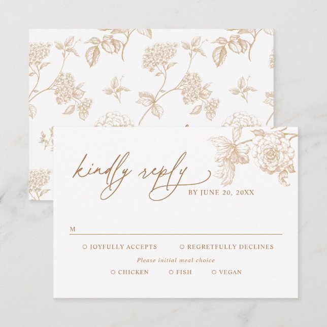 Classic Victorian Floral Meal Options Wedding RSVP (Frente/Verso)
