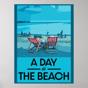 Clássica Arte Britânica de Praia Poster Britânica