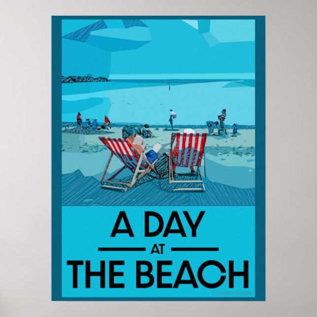 Clássica Arte Britânica de Praia Poster Britânica (Frente)