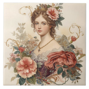 Clássica, Bela Nobre com Ornamento de Rosas