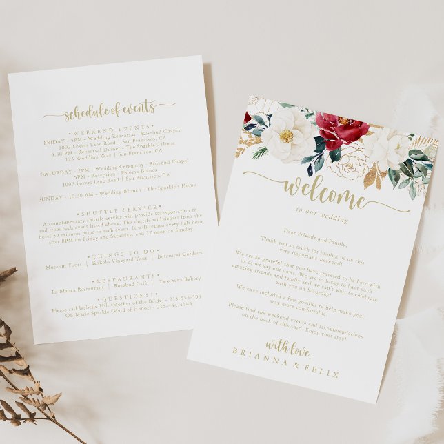 Clássica Carta de Boas-vindas do Casamento Floral  (Criador carregado)