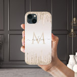 Clássica Champagne Glitter Derrubando Nome Monogra<br><div class="desc">Capas de iphone elegante com gota de champanhe e monograma personalizado. Adicione facilmente o nome e inicial desejados clicando na opção "personalizar este modelo".</div>