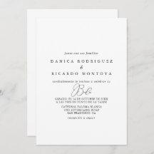 Clássica Chic Minimalista Convite para Casamento E