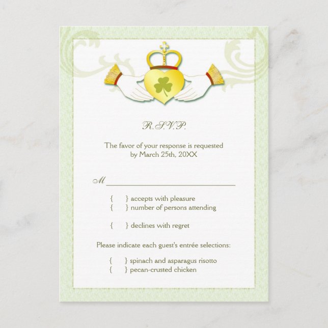 Clássica Irlandesa Wedding Menu Choice RSVP (Frente)