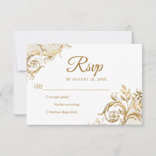 Clássica Ivory White Dourada Quinceanera RSVP