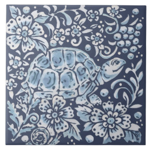 Clássica Ornamentado Branco Tartaruga Floresta Flo