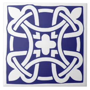 Clássico Antigo Azul Escuro e Branco Tradicional