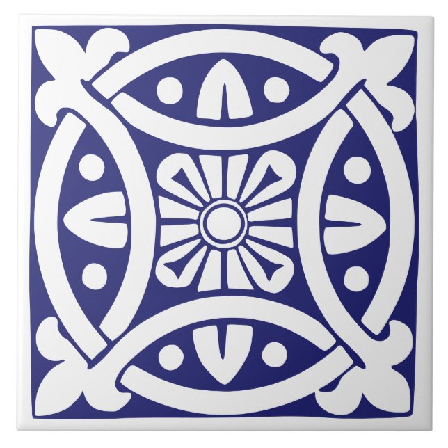 Clássico Antigo: Tradicional Azul Escuro e Branco (Frente)