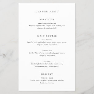 Clássico Atemporal Menu de Casamento Nome do Convi