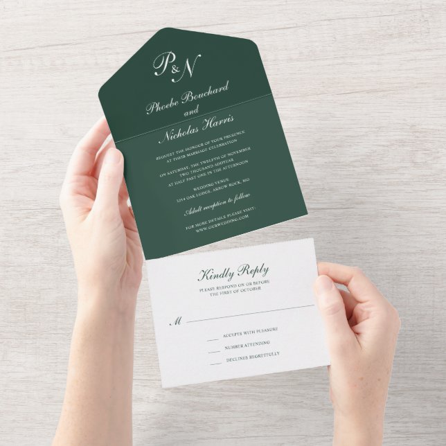 Clássico Casamento Floresta Verde Elegante (Aba destacável)