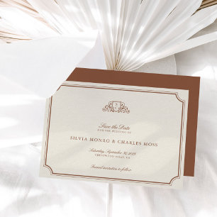 Clássico Castanho/Ecru Monograma de Casamento Salv