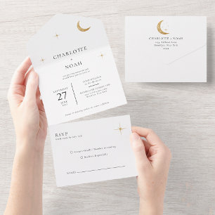 Clássico Celestial Dourada Estrelas Casamento