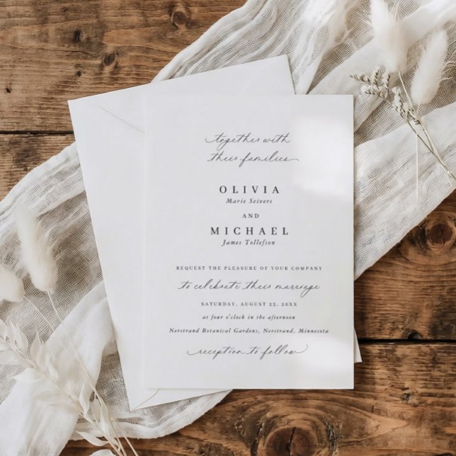 Clássico Convite de Casamento Formal com Caligrafi (Elegant calligraphy traditional formal script wedding invitations)
