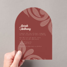 Clássico Damask Grenache Convite Acrílico para Cas