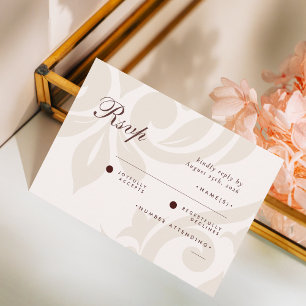 Clássico Damask Mahogany Ivory Photo Wedding RSVP