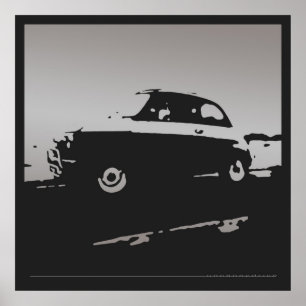 Clássico de Fiat 500 - prata no poster preto