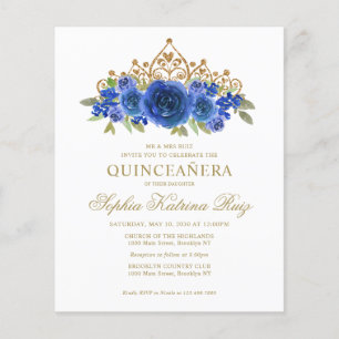 Clássico de Orçamento Real Azul Tiara Quinceañera