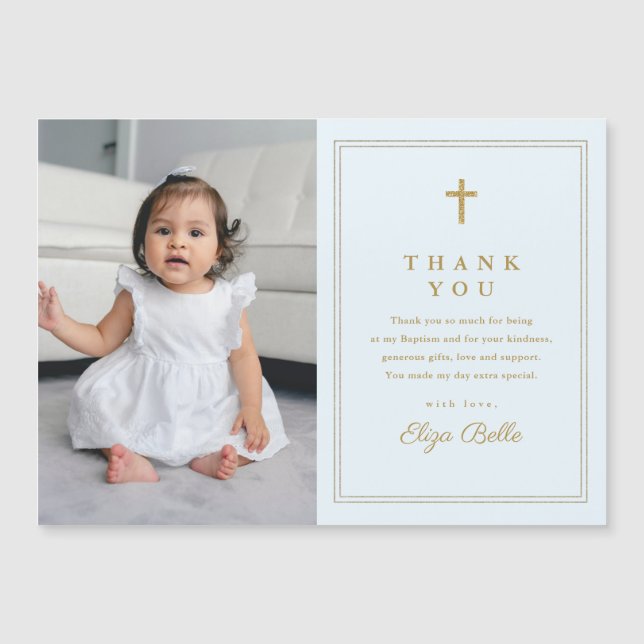 Clássico Dourado Foto Baptismo Obrigado (Frente)