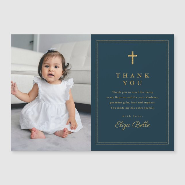 Clássico Dourado Foto Baptismo Obrigado (Frente)