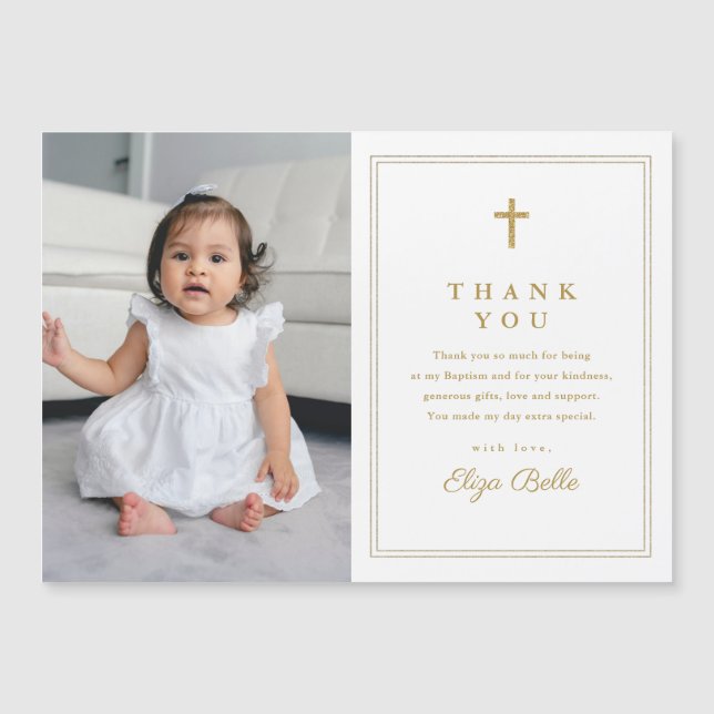 Clássico Dourado Foto Baptismo Obrigado (Frente)