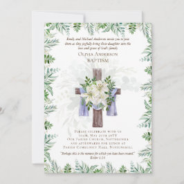 Clássico Elegante BAPTISM Convide Greenery Lilys