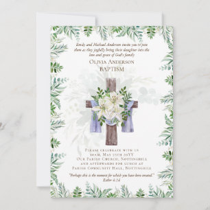 Clássico Elegante BAPTISM Convide Greenery Lilys